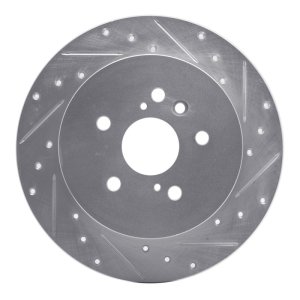 Toyota Highlander Brake Rotor (1) - Rear Right - R1 Concepts - Drilled & Slotted - Silver - `08-`13 Toyota Highlander Brake Rotor (1) - Rear Right - R1 Concepts - Drilled & Slotted - Silver - `08-`13